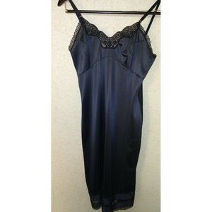 Adonna Full Slip Black Size 34 Empire Butterfly Lace Non Cling JC Penney Vintage